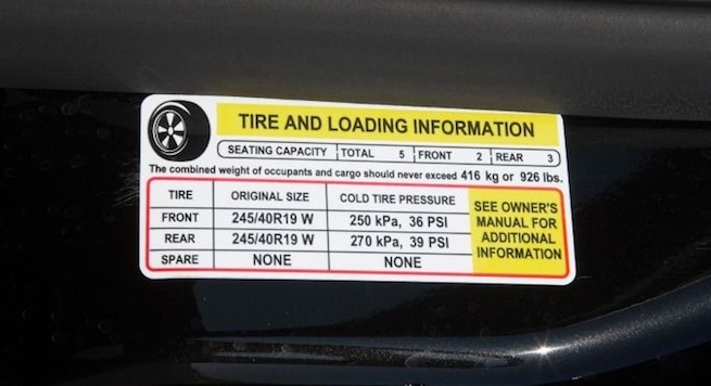 average car tire psi