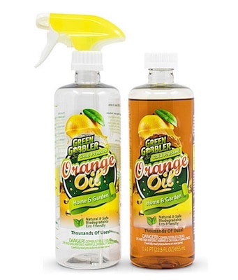 Orange essential oil spray bottle