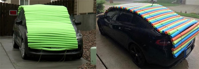 Crazy DIY pool noddle solution on how to protect your car