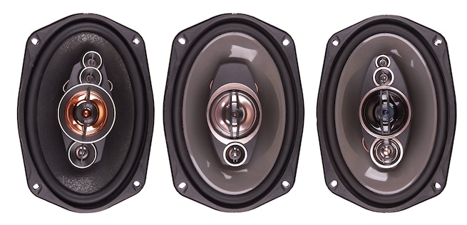 Car speakers isolated on white background