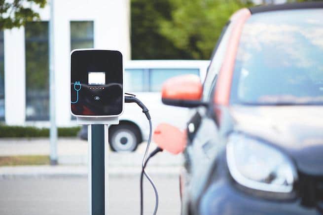 Electric car at a charging point